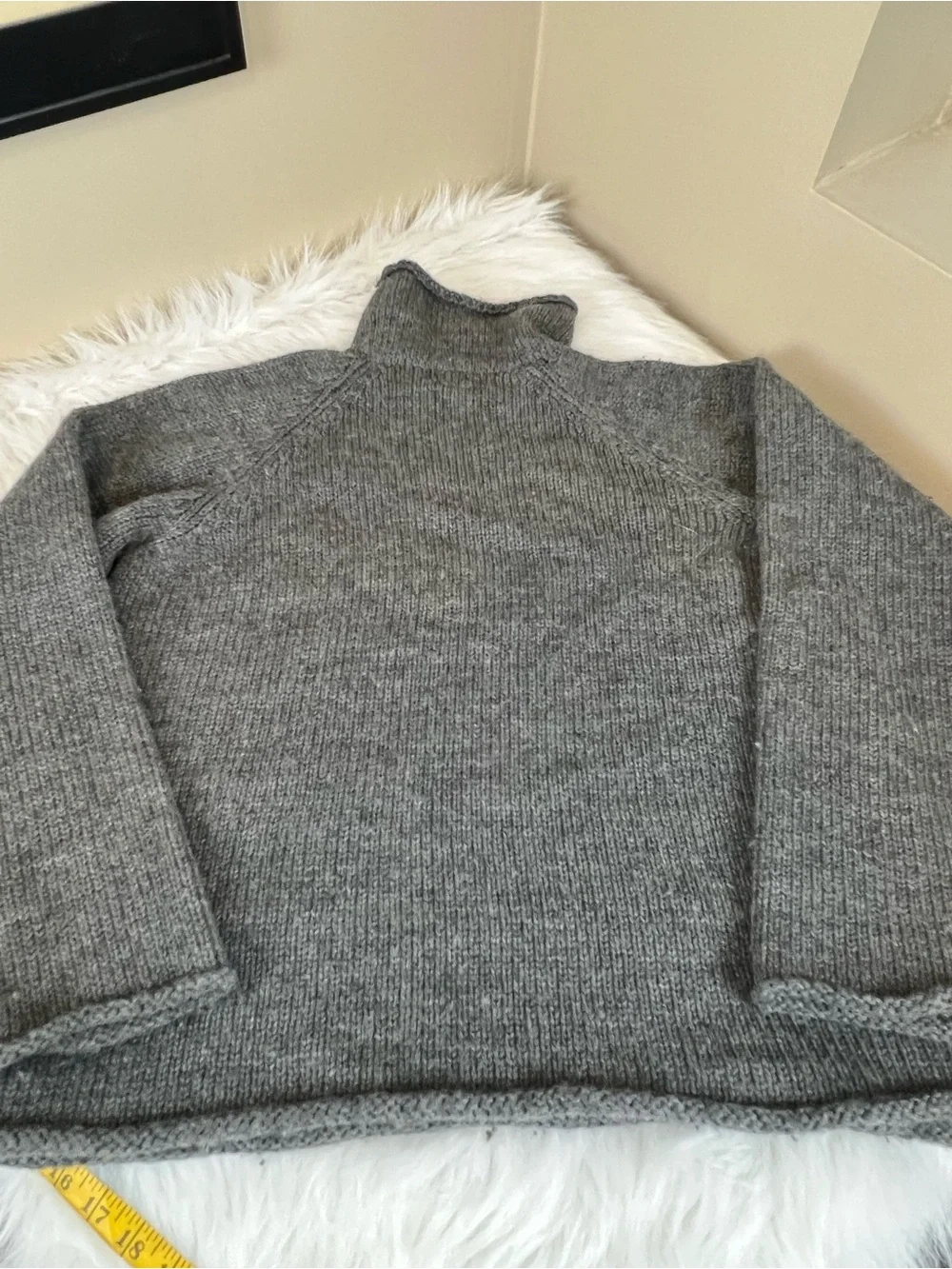 Vintage J Crew Oarsman roll neck wool sweater Heather grey large